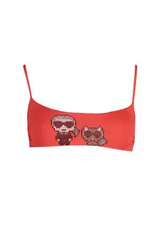 Бра-бандо Karl Lagerfeld Beachwear с принтом из страз, красный