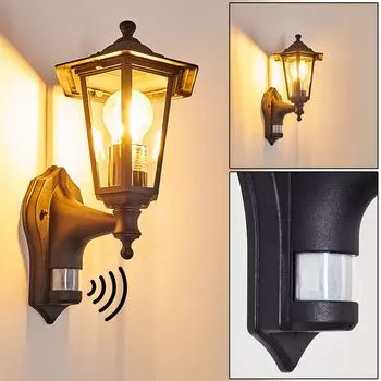 Бра для наружного освещения »Rivale«, литой алюминий черного цвета, с прозрачными стеклянными панелями hofstein, черный