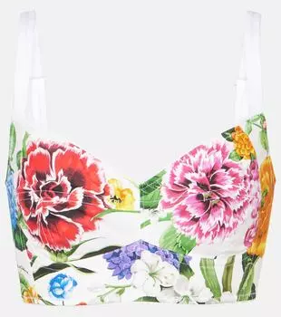 Бра из поплина с цветочным принтом и добавлением хлопка Dolce&Gabbana, Mix Fiori F.Bco