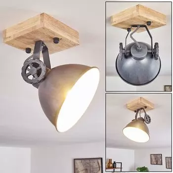 Бра »Mot« из металла и дерева в сине-сером/натуральном цвете hofstein, серебро