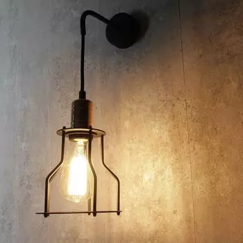 Бра винтажный индустриальный "Мастерская" черный медный металлический настенный светильник гостиная спальня прихожая Licht-Erlebnisse