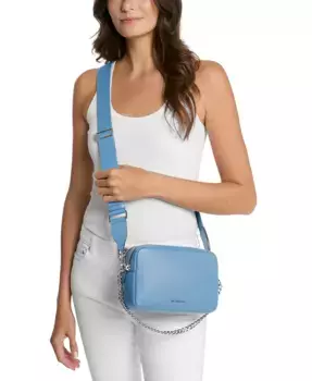 Брайант Средняя кожаная сумка-кроссбоди с двойной молнией и цепочкой для фотоаппарата Michael Kors, синий