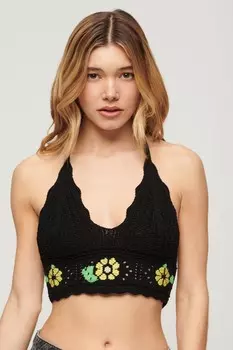 Бралет с цветком крючком Superdry, черный