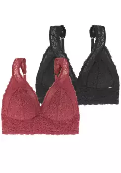 Бралетт Dorina "Lana", XS-4XL, без косточек, с цветочным кружевом, черный