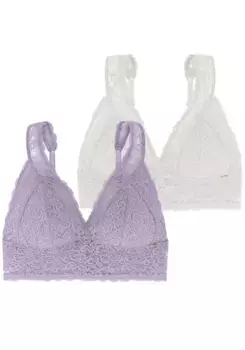 Бралетт Dorina "Lana", XS-4XL, без косточек, с цветочным кружевом, цвет Purple-Ivory