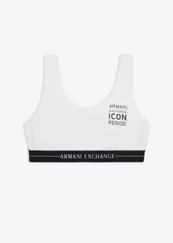 Бралетт из эластичного хлопка с логотипом Icon Armani Exchange, белый