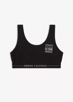 Бралетт из эластичного хлопка с логотипом Icon Armani Exchange, черный