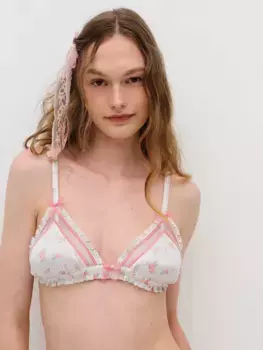 Бралетт Sabrina с треугольными чашечками For Love & Lemons, розовый/зеленый