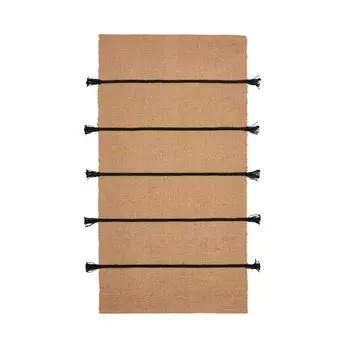 BrandEv Leona Джутовый ковер в черную полоску с вязаной деталью - 120x180 см MarkaEv