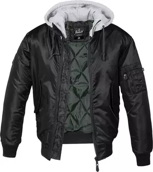 Куртка Brandit MA1 Sweat с капюшоном, черный/серый