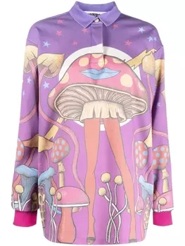 Brandon Maxwell рубашка поло с графичным принтом, фиолетовый