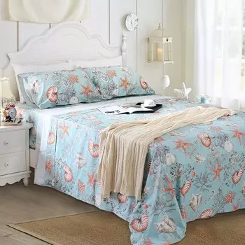 Brandream кровать в сумке, роскошное постельное белье в морском стиле, комплекты пляжного постельного белья королевского размера, пододеяльник из египетского хлопка, комплект простыней из 7 предметов