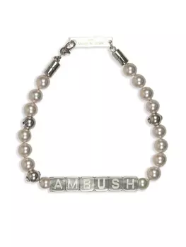 Браслет AMBUSH Pearl Letterblock, серебряный
