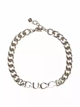 Браслет-цепочка с логотипом Gucci, серебристый