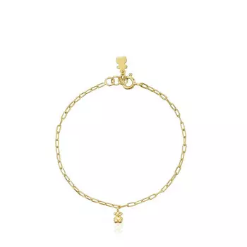Браслет-цепочка Tous Bold Bear With 18 Kt Gold Plating Over Silver And Oval Rings, позолоченное серебро
