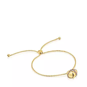 Браслет-цепочка Tous Lligat 18kt Gold-Plated Silver Heart With Rhodolite, позолоченное серебро