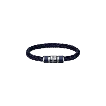 Браслет Chopard Signature Bracelet - Темно-синяя овчина - серебристый металл