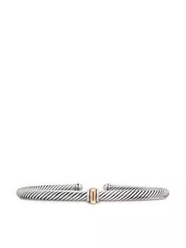 Браслет Classic Cable Station из 18-каратного розового золота и стерлингового серебра David Yurman, серебряный