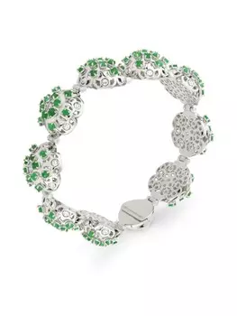 Браслет Damasco из белого золота с изумрудом Officina Bernardi, серебряный