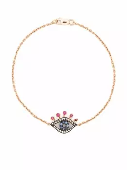 Браслет Evil Eye из розового золота с бриллиантами, сапфирами и рубинами Monan, розовый