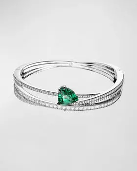 Браслет Hyperbola разной огранки с кристаллами в паве и зелеными кристаллами грушевидной огранки SWAROVSKI, цвет Green