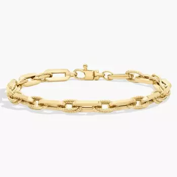 Браслет из 7,5-дюймовых маленьких витых и полированных смешанных звеньев из итальянского желтого золота 14 карат (5,5 мм) Blue Nile