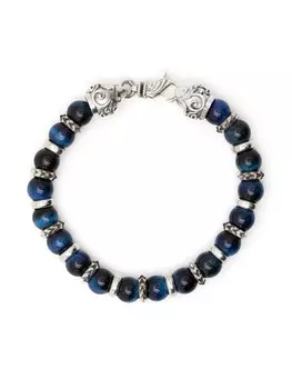 Браслет из бисера тигровый глаз Emanuele Bicocchi, серебряный