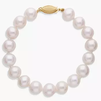 Браслет из пресноводного культивированного жемчуга 6,5 дюйма из желтого золота 14 карат (8,0-8,5 мм) Blue Nile