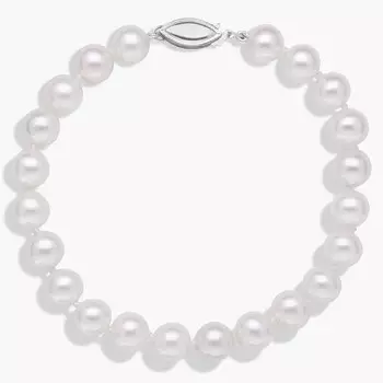 Браслет из пресноводного культивированного жемчуга 7 дюймов из 14-каратного белого золота (7,0-7,5 мм) Blue Nile