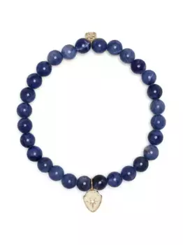Браслет из желтого золота с бусинами Sydney Evan, синий