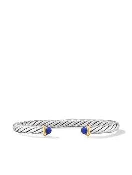 Браслет-кафф Modern Cable из серебра и желтого золота с лазуритом David Yurman, серебряный