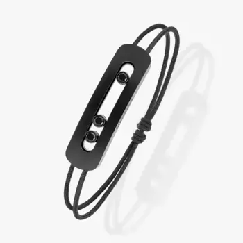 Браслет Messika Move Titanium XL Black Cord, черный титан/бриллианты