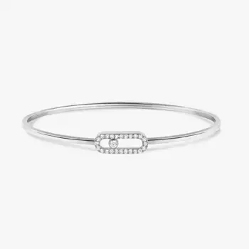 Браслет Messika Move Uno Pav Flex MM, белое золото/бриллианты