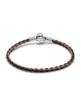 Браслет Pandora Disney The Lion King Clasp Pandora Moments Braided Leather Bracelet, стерлинговое серебро
