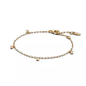 Браслет Pandora Era Bezel Lab-Grown Diamond Dangle Paperclip Chain Bracelet, золото
