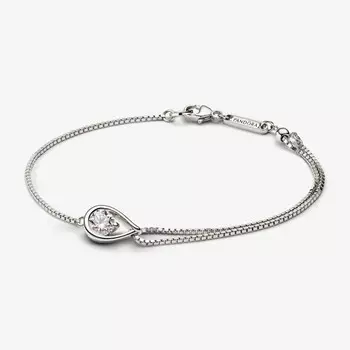 Браслет Pandora Infinite Double, белое золото/бриллиант