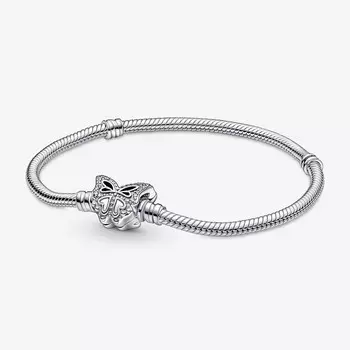 Браслет Pandora Moments Butterfly Clasp Snake Chain, серебро
