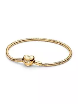Браслет Pandora Moments Heart Clasp Snake Chain Bracelet, золото