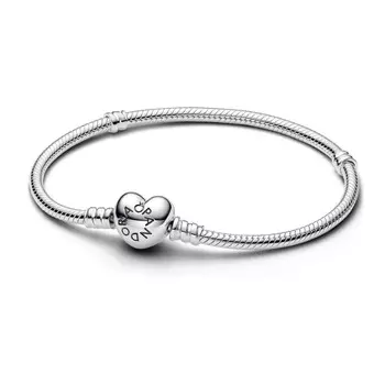 Браслет Pandora Moments Heart Clasp Snake Chain Bracelet, стерлинговое серебро