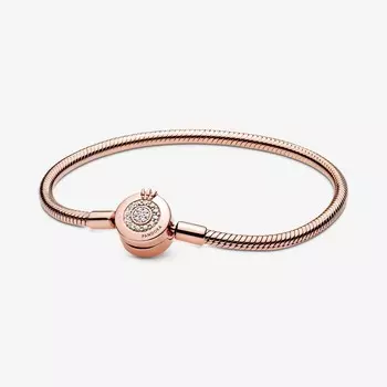 Браслет Pandora Moments Sparkling Crown O Snake Chain, розовое золото