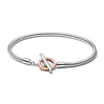 Браслет Pandora Moments Two-tone Logo T-Bar Snake Chain, двухцветный