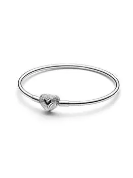 Браслет Pandora Radiating Heart Clasp Bangle, стерлинговое серебро