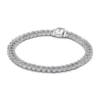 Браслет Pandora Timeless Pav Cuban Chain Bracelet, стерлинговое серебро