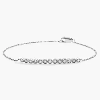 Браслет-полоска с бриллиантами Milgrain из 14-каратного белого золота (1/4 карата) Blue Nile