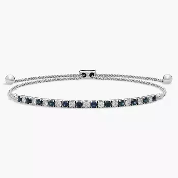 Браслет Riviera Pav с чередующимися сапфирами и бриллиантами Bolo из 14-каратного белого золота Blue Nile