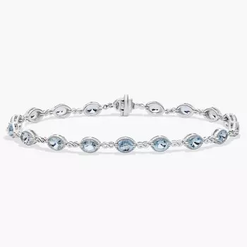 Браслет с аквамариновым знаком бесконечности из 14-каратного белого золота (5x4 мм) Blue Nile