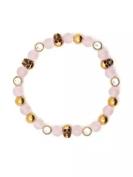 Браслет с бусинами и декором Skull Alexander McQueen, розовый