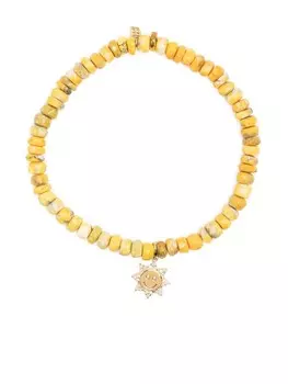 Браслет с бусинами и подвеской из желтого золота Sydney Evan, оранжевый