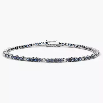 Браслет с чередующимися сапфирами и бриллиантами из 14-каратного белого золота Blue Nile