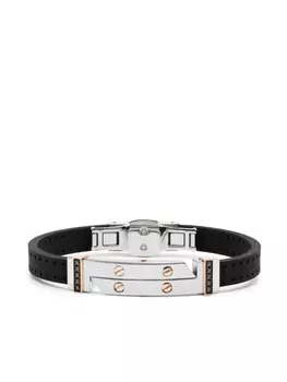 Браслет с гравированным логотипом и бриллиантами Barak, черный